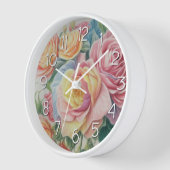 Horloge Dessin dur Pastel Roses (Angle)