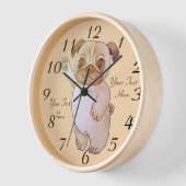 Horloge dessin mignon chien brun carlin chien agitant (Angle)