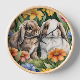 Horloge Deux lapins de lapin de lapin de petite lop