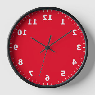 Horloge d'image miroir - Horloge de numéros rouges