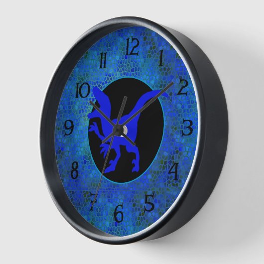 Horloge Dinosaure bleu caché (Angle)