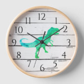 Horloge Dinosaure Trex Decor Rustic Shiplap (Recto)