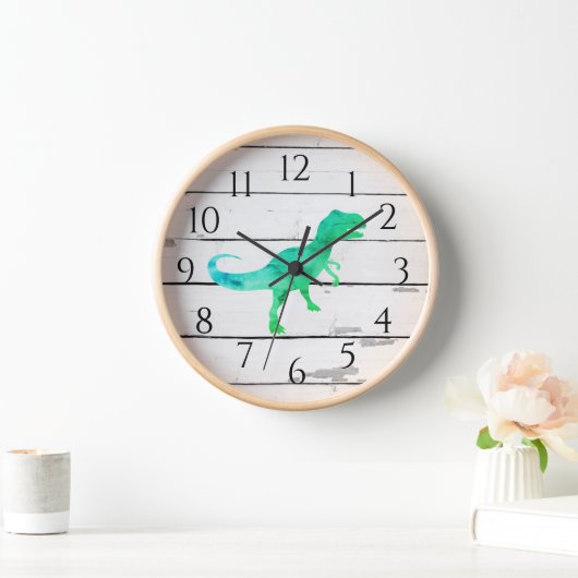Horloge Dinosaure Trex Decor Rustic Shiplap (Maison)