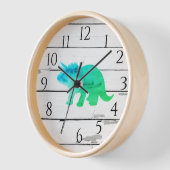 Horloge Dinosaure Tricératops Decor Rustic Shiplap (Angle)