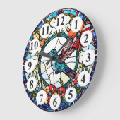 Horloge d'oiseaux en verre de colibri bleu (Angle)