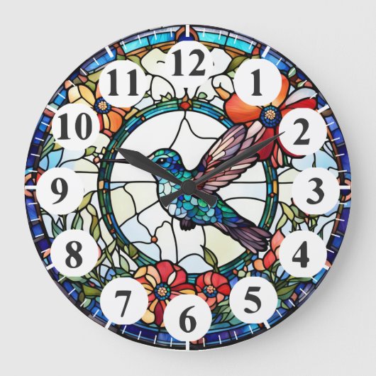 Horloge d'oiseaux en verre de colibri bleu (Recto)