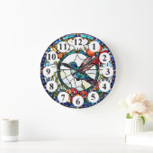 Horloge d'oiseaux en verre de colibri bleu (Maison)