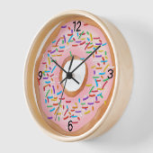Horloge Donut Pink Frosting Sprinkles Cute | (Angle)