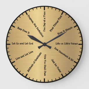 Horloge dorée de sobriété avec slogans Clean & Sob