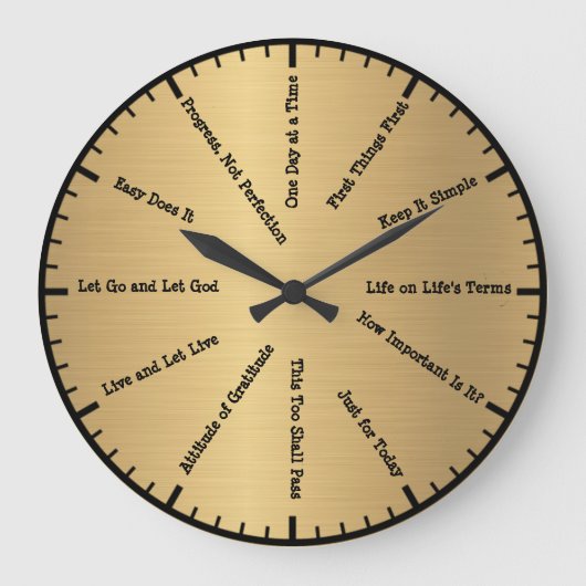 Horloge dorée de sobriété avec slogans Clean & Sob (Recto)