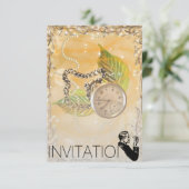 Horloge dorée Perles Gentelmen Invitation (Debout devant)