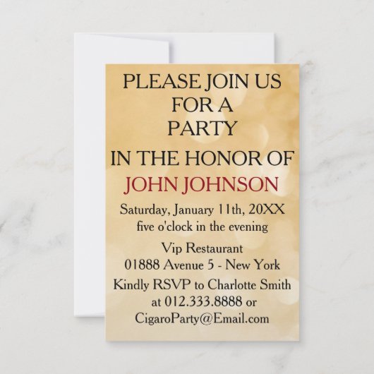 Horloge dorée Perles Gentelmen Invitation (Dos)