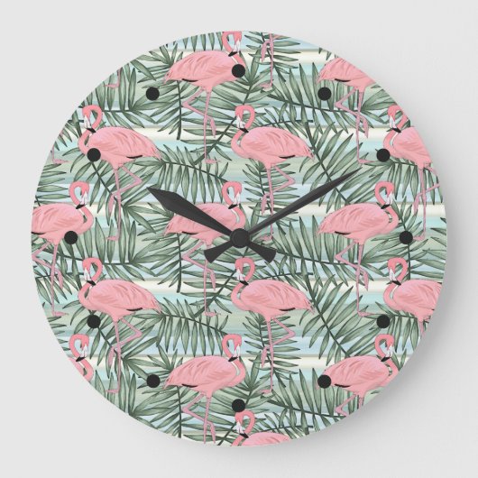 Horloge Dorm Avec Flamants roses Roses Mignons Feu (Recto)