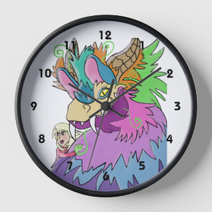 Horloge Dragon de fête et petite fille