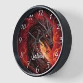 Horloge Dragon de feu et feu (Angle)