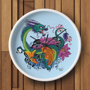 Horloge Dragon d'eau chinois Poisson Koi