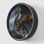 Horloge Dragon noir cuivre or (Angle)