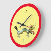 Horloge - Dragon Oriental dans cadre rouge (Angle)