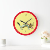Horloge - Dragon Oriental dans cadre rouge (Maison)