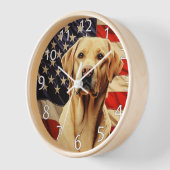 Horloge drapeau américain Labrador (Angle)