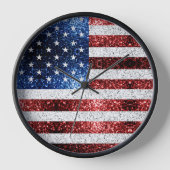 Horloge drapeau américain rouge blanc brillant parties sci (Recto)