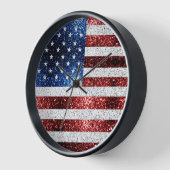 Horloge drapeau américain rouge blanc brillant parties sci (Angle)