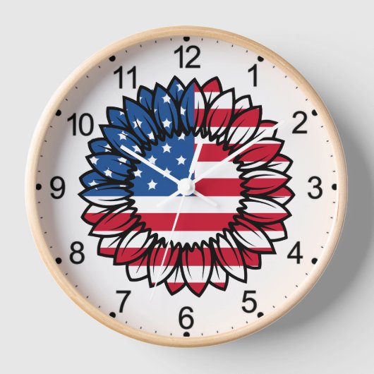 Horloge Drapeau américain Tournesol-32222 (Recto)