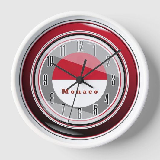 Horloge Drapeau blanc rouge de Monaco (Recto)