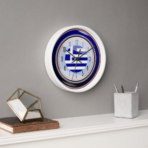 Horloge Drapeau bleu blanc de la Grèce