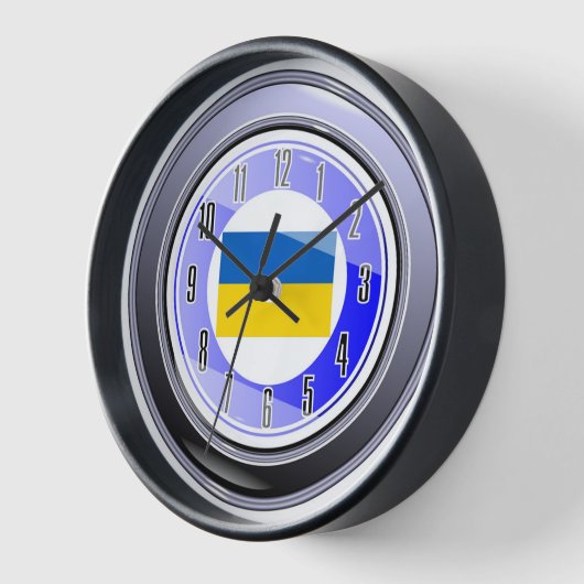 Horloge Drapeau bleu jaune de l'Ukraine  (Angle)