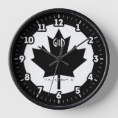 Horloge Drapeau canadien Feuille d'érable noire sur (Recto)
