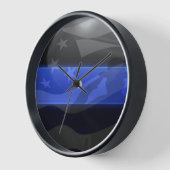 Horloge Drapeau de la ligne Bleu Mince Salut (Angle)