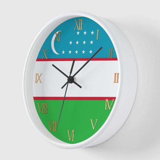 Horloge Drapeau de l'Ouzbékistan (Angle)