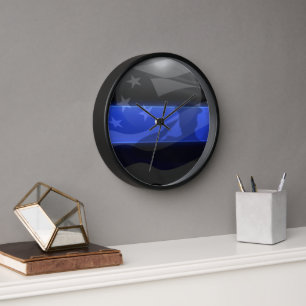 Horloge Drapeau du salut Thin Blue Line