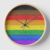Horloge Drapeau gay pride inclusif SlipperyJoe ru texturé (Recto)