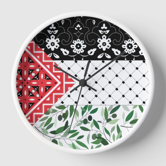 Horloge Drapeau Palestine Falastini Olives Kuffiyeh (Recto)
