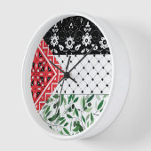Horloge Drapeau Palestine Falastini Olives Kuffiyeh (Angle)