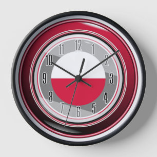 Horloge Drapeau rouge blanc de Pologne