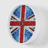 Horloge Drapeau rouge bleu blanc brillant parties scintill (Angle)