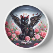 Horloge Drôle démon noir et chat ange (Recto)