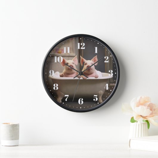 Horloge Drôle d'exploitation Cochon Animal Wanduhr (Maison)