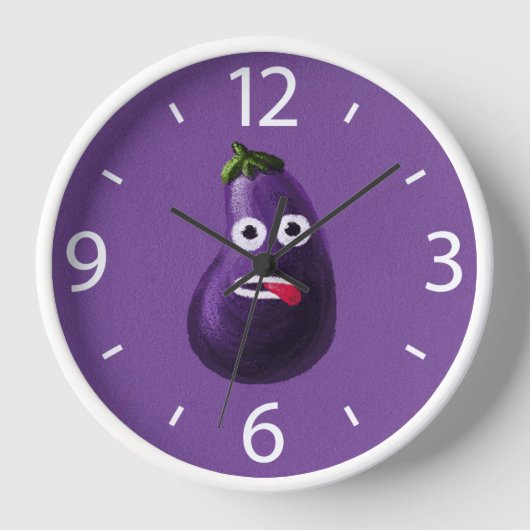 Horloge Drôle Eggplant Cartoon Cute Vegetable Purple (Recto)