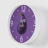 Horloge Drôle Eggplant Cartoon Cute Vegetable Purple (Angle)