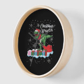 Horloge Drôle Noël Dinosaur Wraptor Velociraptor (Angle)