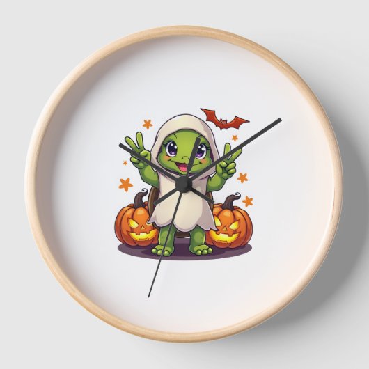 Horloge Drôle Turtle Ghost Citrouille Boo Halloween Kids M (Recto)