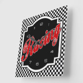 Horloge du Carré de course noir et blanc (Angle)