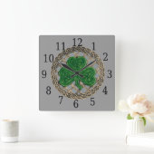 Horloge Du Carré Shamrock Gris Et Des Noeuds Celti (Maison)