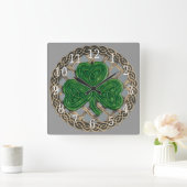 Horloge Du Carré Shamrock Gris Et Des Noeuds Celti (Maison)