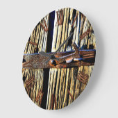 Horloge du chalet en bois rustique et fer métalliq (Angle)