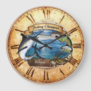 Horloge du champion de pêche (personnalisable)